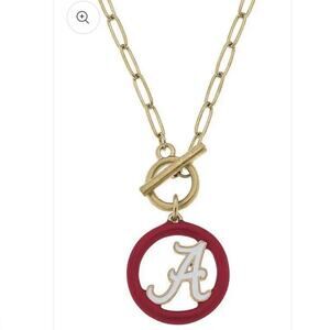 Alabama Crimson Tide Logo Enamel Logo T- Bar Necklace